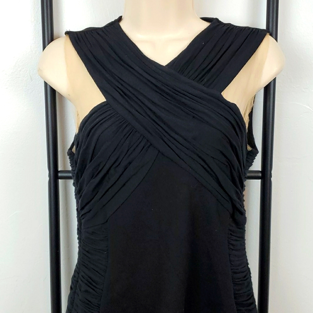 Bailey44 black women top blouse lace detail size S